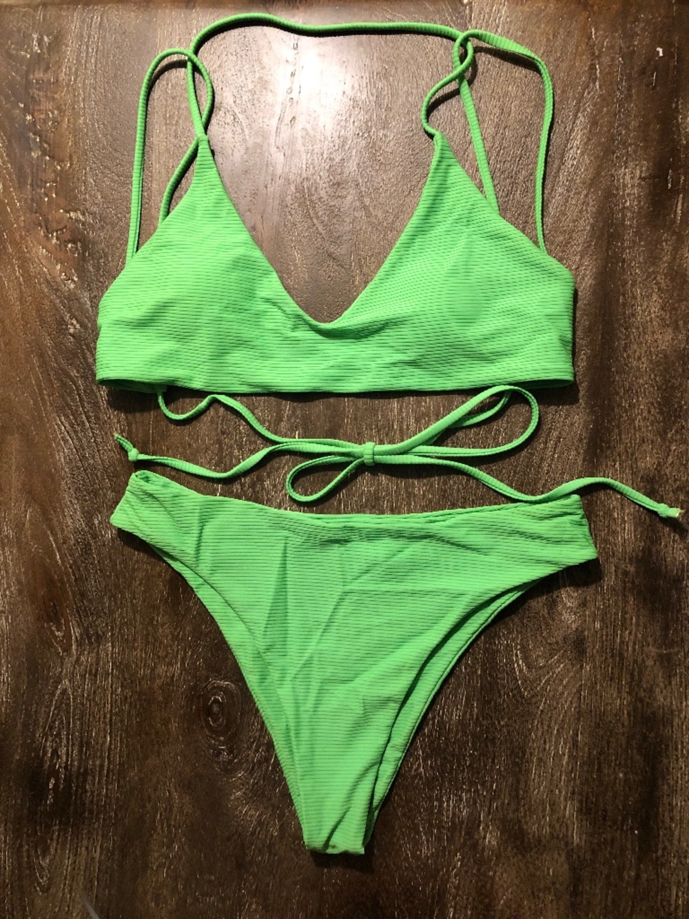 Zaful Light Green Ribbed Bikini